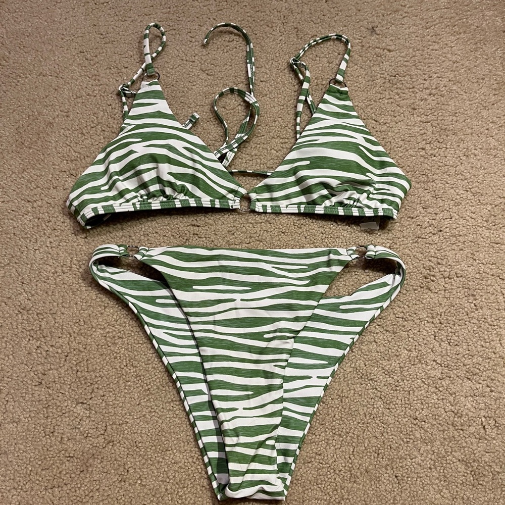Green zebra print bikini